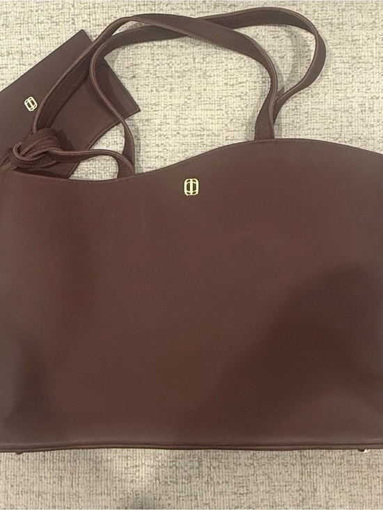 Anima Iris Handbags - Brand New Anima Iris Chocolate Brown Shoulder Tote with Gold Accent
